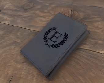 Personalized Monogram Leather Trifold Wallet, Gift for Anniversary, Graduation, Boyfriend, Husband, Father, Handwriting Engraved Wallet