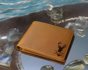 Cartera de cuero personalizada con RFID Cartera de cuero genuino grabada personalizada Regalo de aniversario para esposo, él, hijo, novio, hombres, padre