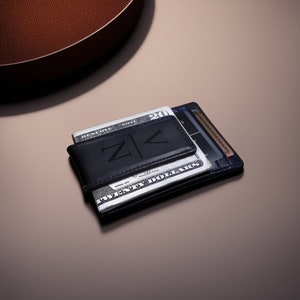 Billetera de cuero delgada RFID personalizada con clip para dinero, billetera de cuero para hombre, regalo de aniversario, día del padre, billetera delgada para esposo, regalo de Navidad