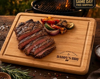 Fathers Day Personalized Cutting Board Premium, Custom Engraved Bamboo Board for Dad, Grandpa or Husband, Premium Charcuterie Wooden Board