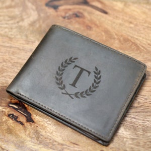 Brown Leather RFID Wallet, Engraved Genuine Leather Custom Wallet, Anniversary Gift For Him, Husband, Boyfriend, Men, Father, Dad