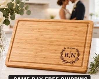 Personalized Bamboo Cutting Board Engraved Wedding Charcuterie Board Custom Christmas Gift for Her, Family Gift, Gifts for Parents