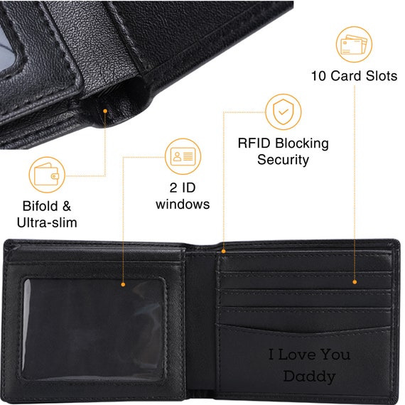 Buy Wallet for Men Leather, RFID Protected, 3 ID Slots, 6 Credit Card  Slots, Black, Gift for Men