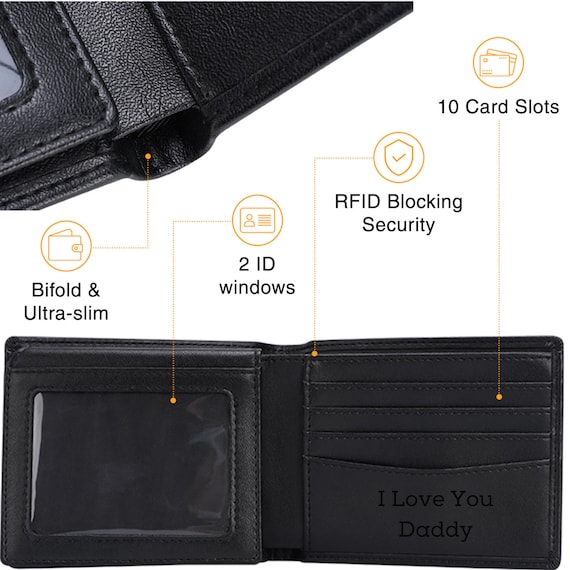 Custom Anime Personalized Leather RFID Wallet Engraved Monogram Genuine Leather Custom Wallet Anniversary Gift for Him Fathers Day Gift