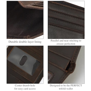 Perfect Leather Trifold Wallet, Light Brown Leather wallet, Black Personalized Leather RFID Wallet, Engraved Genuine Leather Custom Wallet, Anniversary Gift For Him