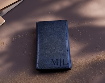 Custom Initial Leather Trifold Wallet, Gift for Anniversary, Graduation, Boyfriend, Husband, Father, Handwriting Engraved Wallet Custom