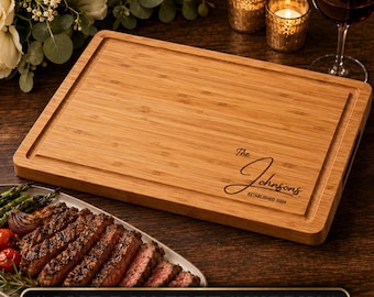 Personalized Wedding Gift for Couple, Custom Bamboo Cutting Board, Engraved Charcuterie Board, Anniversary Gift, Housewarming Present
