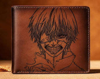 Custom Anime Personalized Leather RFID Wallet Engraved Monogram Genuine Leather Custom Wallet Anniversary Gift For Him Fathers Day Gift