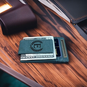 Billetera delgada personalizada, regalo del día del padre, tarjetero de cuero minimalista, regalo del día del padre, billetera delgada para esposo, regalo de Navidad para hombres