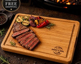 Personalized Bamboo Cutting Board, Gift for Dad, Engraved Father’s Day Gift, Custom BBQ Grill Board for Men, Engraved Cutting Board