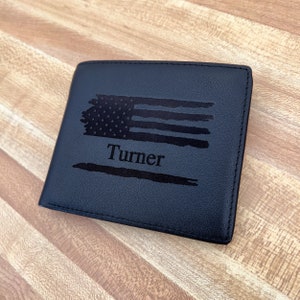 Mens RFID Blocking Leather Wallet with Custom Engraving for Men Perfect Personalized Gift for Him on Anniversary, Birthday, Special Occasion