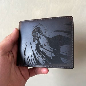 Custom Anime Personalized Leather RFID Wallet Engraved Monogram Genuine Leather Custom Wallet Anniversary Gift For Him Fathers Day Gift