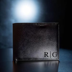 Leather Wallet RFID Christmas Engraved Genuine Custom Leather Wallet 3rd Anniversary Gift For Him Husband Boyfriend Men