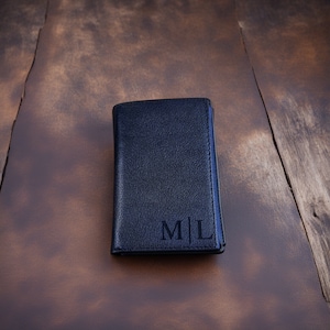 Personalized Trifold Wallet Engraved Leather Handwriting Wallet Anniversary Gift for Him Mens Leather Gift for Boyfriend Christmas Gift