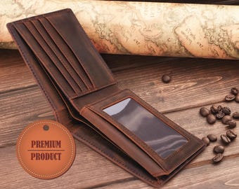 Personalized Leather RFID Wallet, Engraved Genuine Leather Custom Wallet, Anniversary Gift For Him, Husband, Boyfriend, Men, Father, Dad