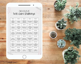 Self Care Challenge, 30 Day Self Care Challenge, Self Care Digital Download, Printable Planner, Self Care Challenge