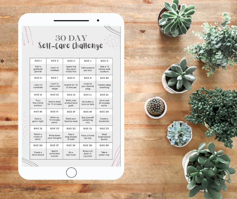Self Care Challenge, 30 Day Self Care Challenge, Self Care Digital Download, Printable Planner, Self Care Challenge image 1
