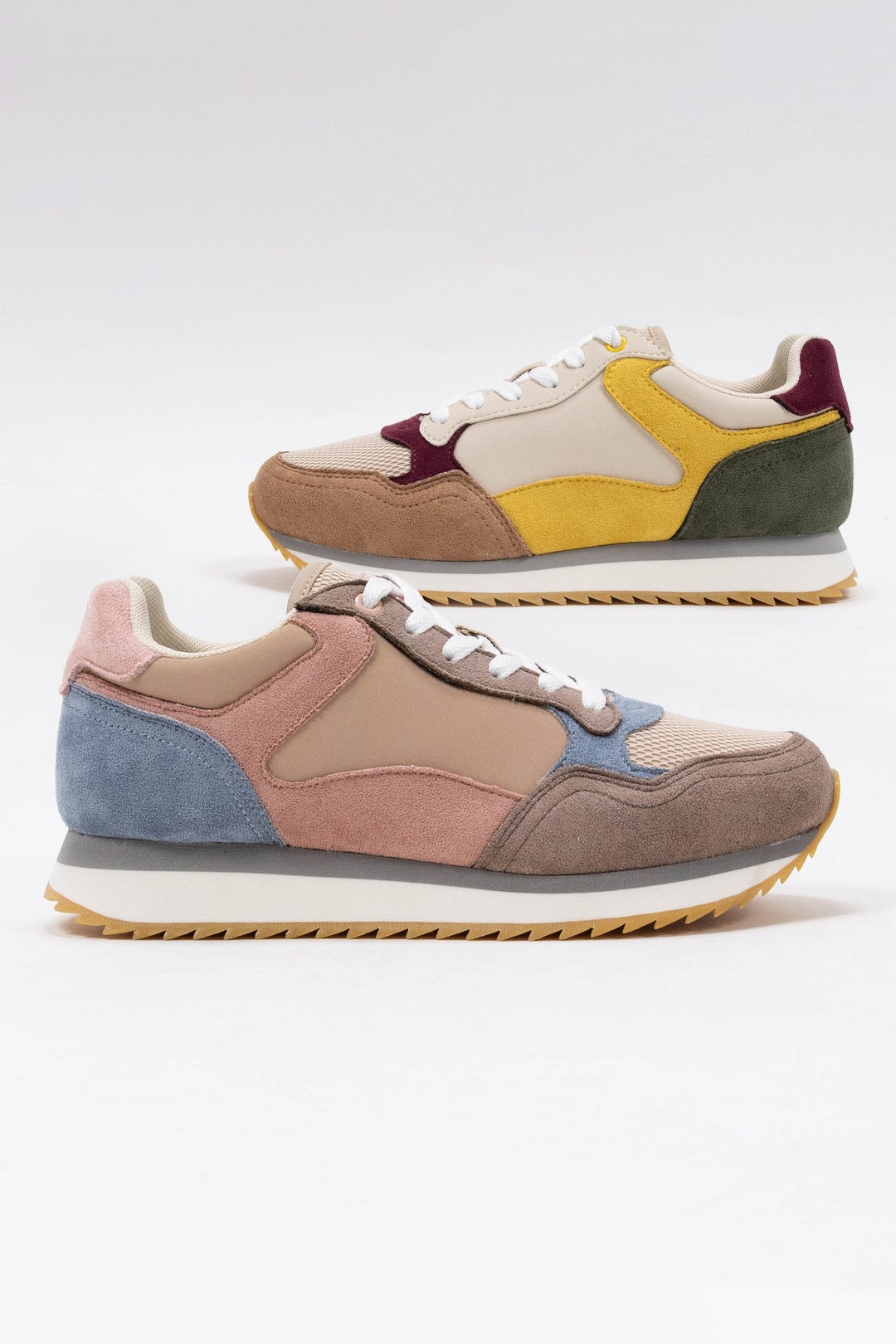 Cosmo Colorblock Lace up Sneakers, Minimalist Taupe Style