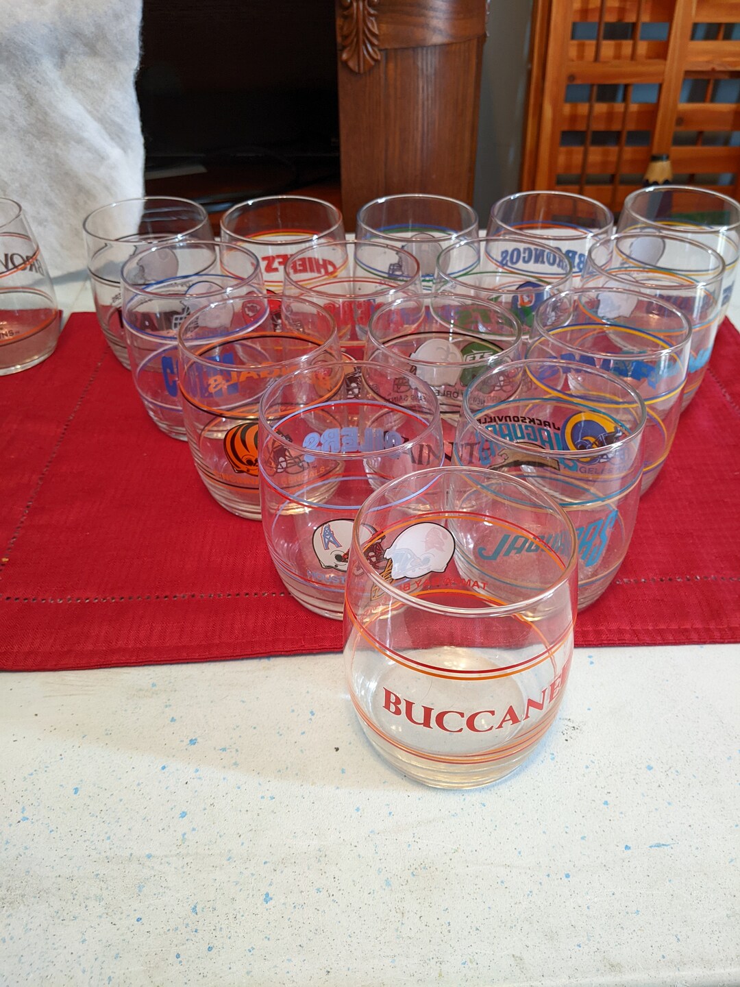 Football Drinking Glasses Never Used. Etsy