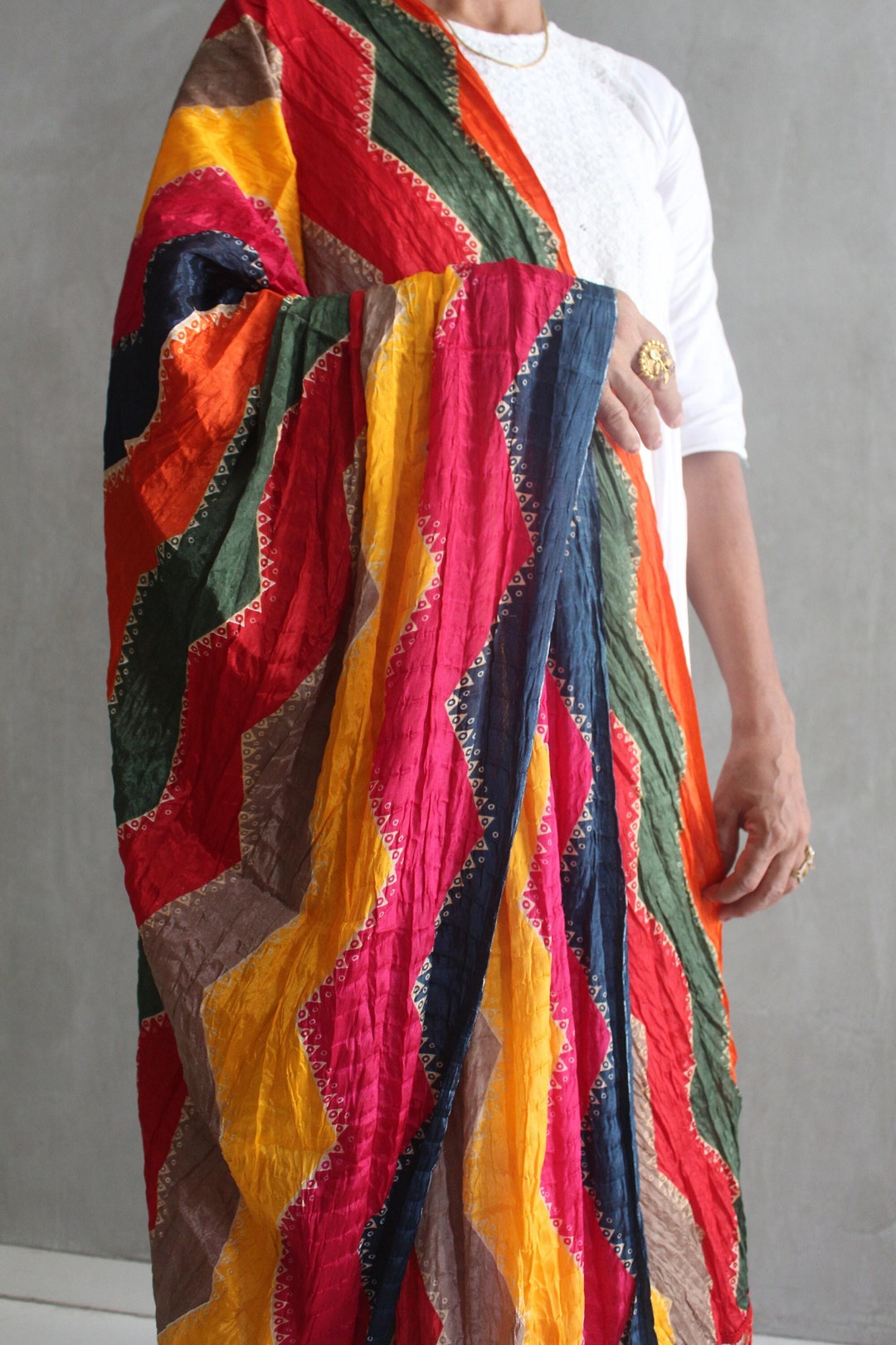 Authentic Indian Lehriya Dupatta Chiffon Fabric Etsy Canada