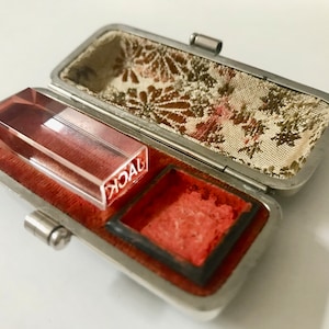 Vintage Hanko, Seal of &#39;JACK&#39;, Japanese Signature Seal, red ink block, and leather case, 1940&#39;s Airforce Veteran, Unusual GIFT for your JACK