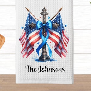 Personalized Patriotic Kitchen Towel, USA Flag Dish Towel, Americana Decor, Red White Blue, American Tea Towel, USA Independence Day