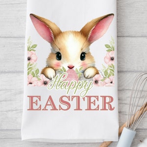 Happy Easter Peeking Bunny Towels for Farmhouse Kitchen Decor, Vintage Bunnies Spring Kitchen Towels, Bunny Rabbit Decorative Towels
