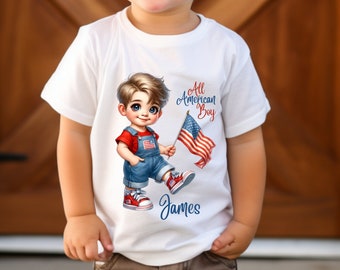 Body personnalisé le 4 juillet, chemise patriotique pour tout-petit États-Unis avec nom personnalisé, chemise pour garçon États-Unis, chemise Memorial Day, costume bébé garçon drapeau des États-Unis