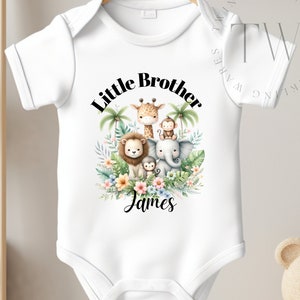 Personalized Big Brother, Little Brother Matching T-Shirts, Jungle Custom Matching Baby Suit, Personalized Name Shirt, Onesies® Brand