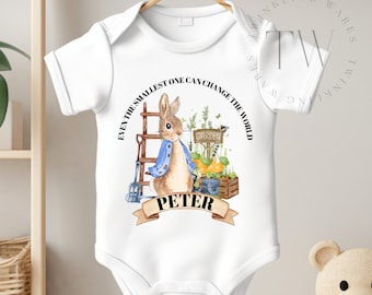 Personalized Peter Rabbit Baby Bodysuit, Custom Name Toddler Shirt, Onesies® Brand