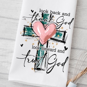 Inspirational Christian Quote Kitchen Towel, Religious Cross Decorative Towels, God Themed Kitchen Dish Towel, Guest Bath Towel