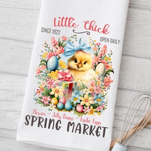 Vintage themed Easter Chick Kitchen Towels, Spring Market Decorative Towels, Easter Eggs Kitchen Dish Towel, Easter Decor