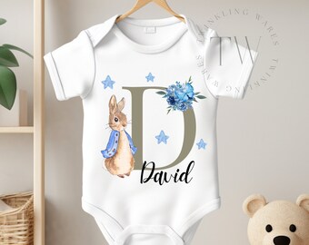 Personalized Peter Rabbit Onesie, Custom Name Baby Bodysuit