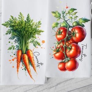 Vegetable Themed Tea Towel, Corn On The Cob, Carrots, Tomatoes Kitchen Towel, Chef Gift, Farmhouse Decor, Leeks and Beets Dish Towels