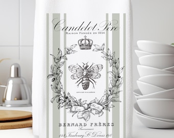 Toalla de mano con diseño de abeja francesa: decoración de baño vintage de la corona real francesa