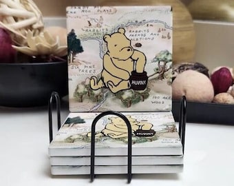 Ceramic Classic Winnie-the-pooh Coasters, MDF Wood or Ceramic Options, Cork backed