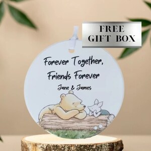Classic Winnie-the-Pooh Personalized Ceramic Ornament, Gloss Finish, Winnie-the-Pooh Friends Forever, Keepsake Gift, Hanging ornament