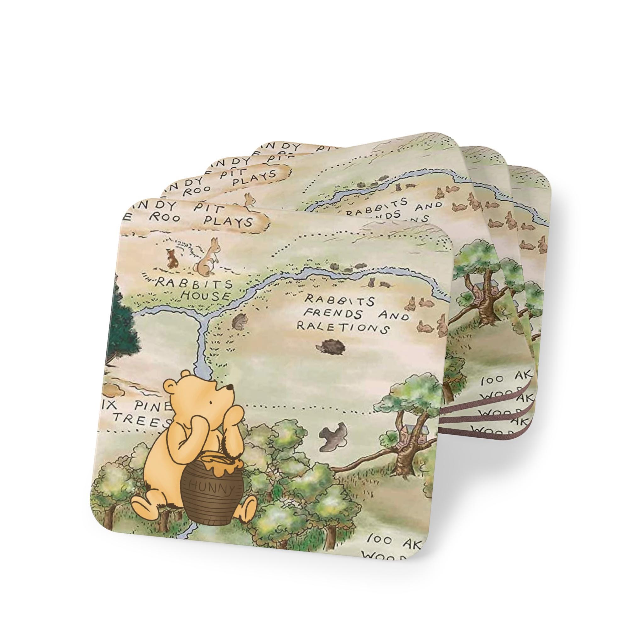 Disney Winnie the Pooh 95周年記念コースター Ceramic Winnie-the-pooh Coaster: Classic Hundred Acre Wood Design