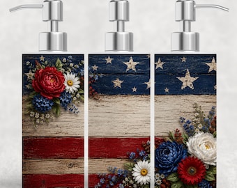 Patriotisk USA-flagga Tvålpump: Dekoration för kök och badrum i konstträ