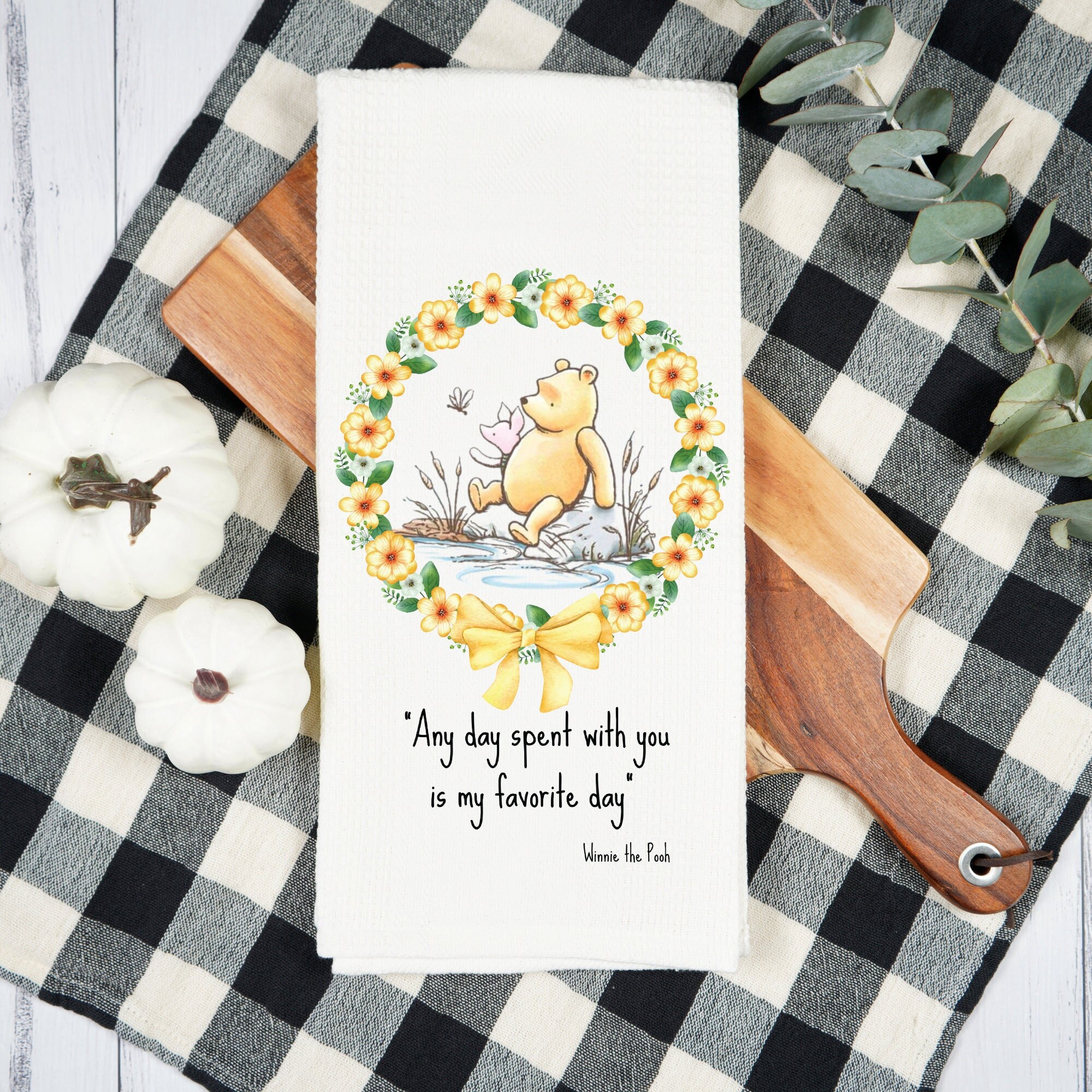 Winnie-the-pooh Kitchen Towel: Honey Sentiment, Friendship Gift, Hand ...
