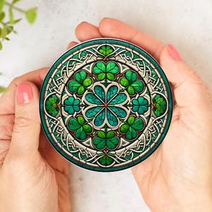 Ceramic Celtic Shamrock Coasters: Irish St. Patrick's Day Decor, MDF Wood or Ceramic Options