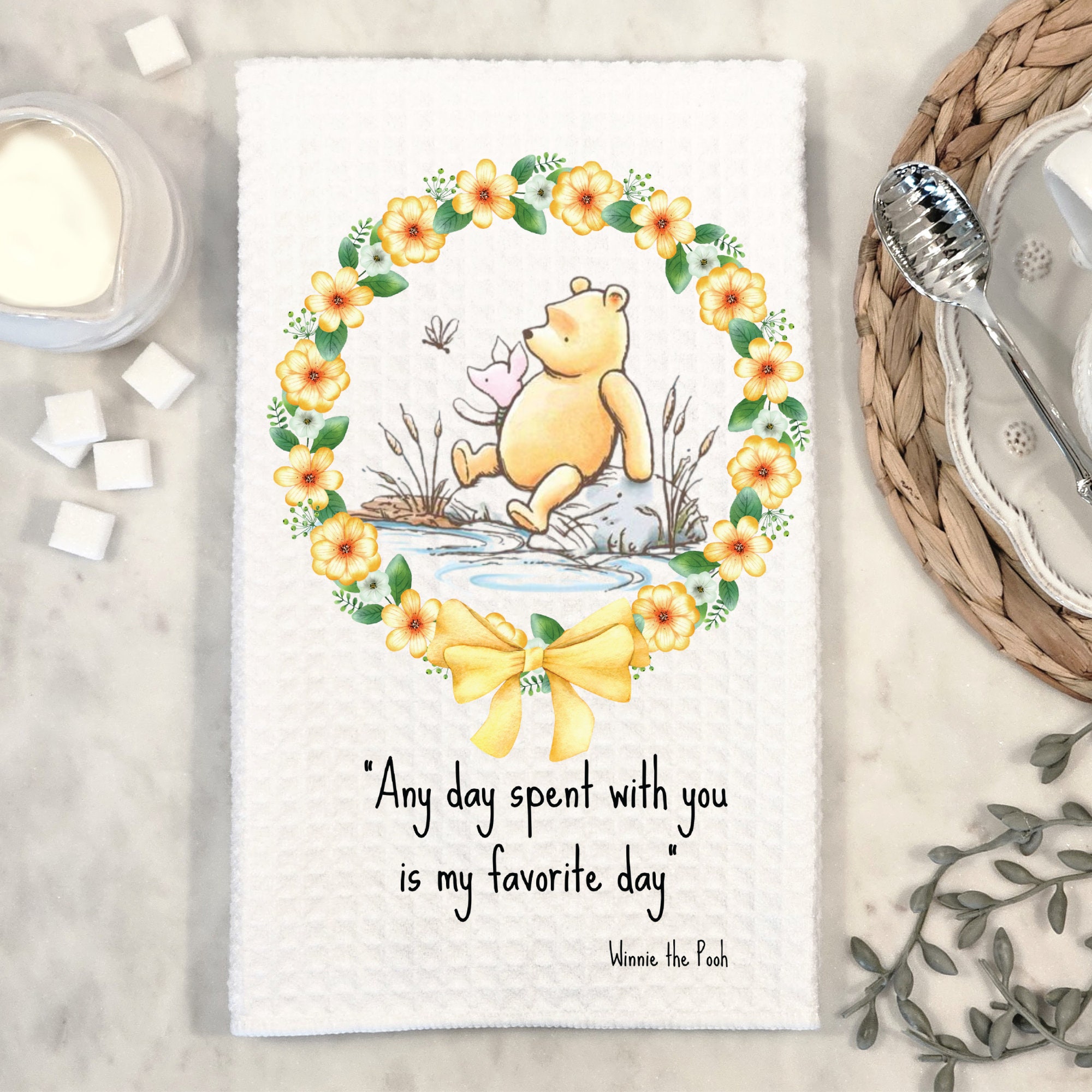 Winnie-the-pooh Kitchen Towel: Honey Sentiment, Friendship Gift, Hand ...