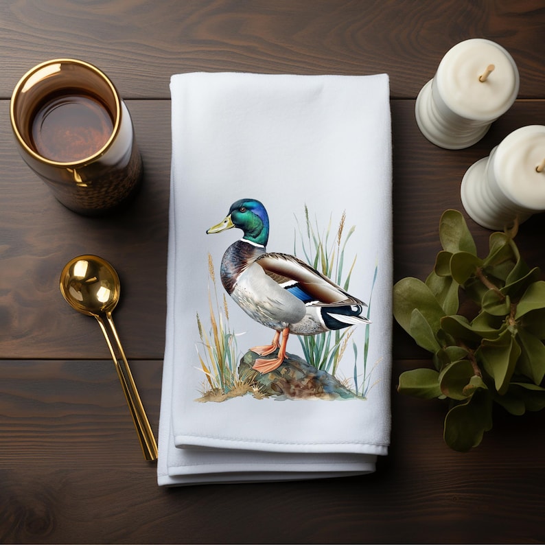 TwinklingWares Mallard Duck Velour Hand Towel - Thumbnail 2