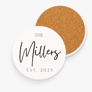 Custom Ceramic Coasters with Personalized Details - Perfect for Weddings and Engagement - Personalized Keepsake Gift, Name and Year Coasters