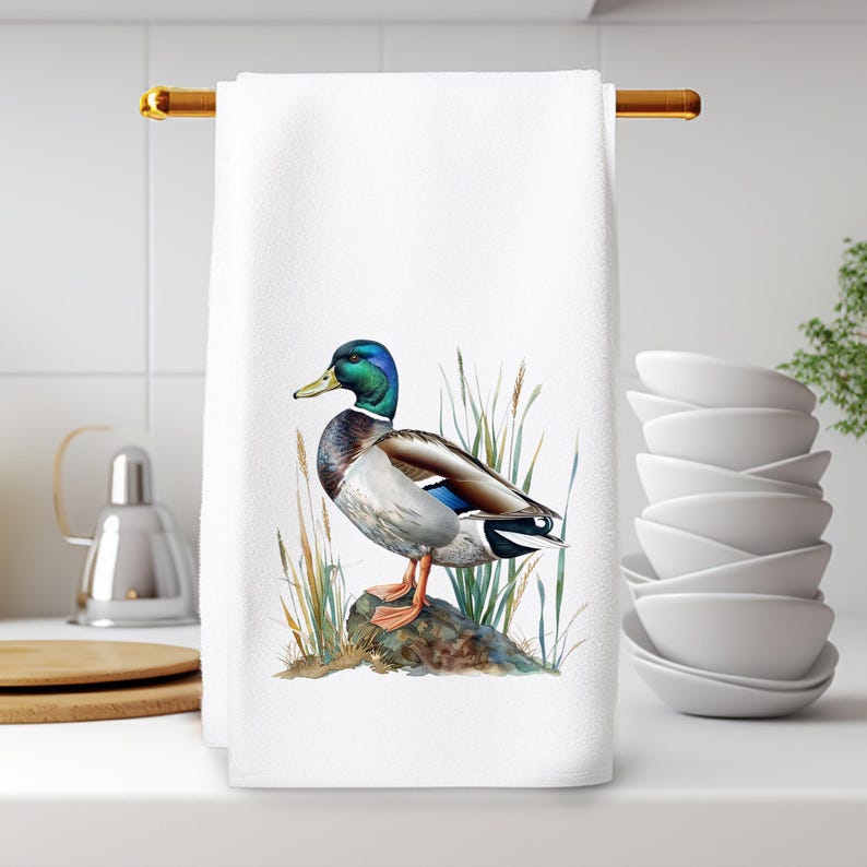 TwinklingWares Mallard Duck Velour Hand Towel - Thumbnail 3