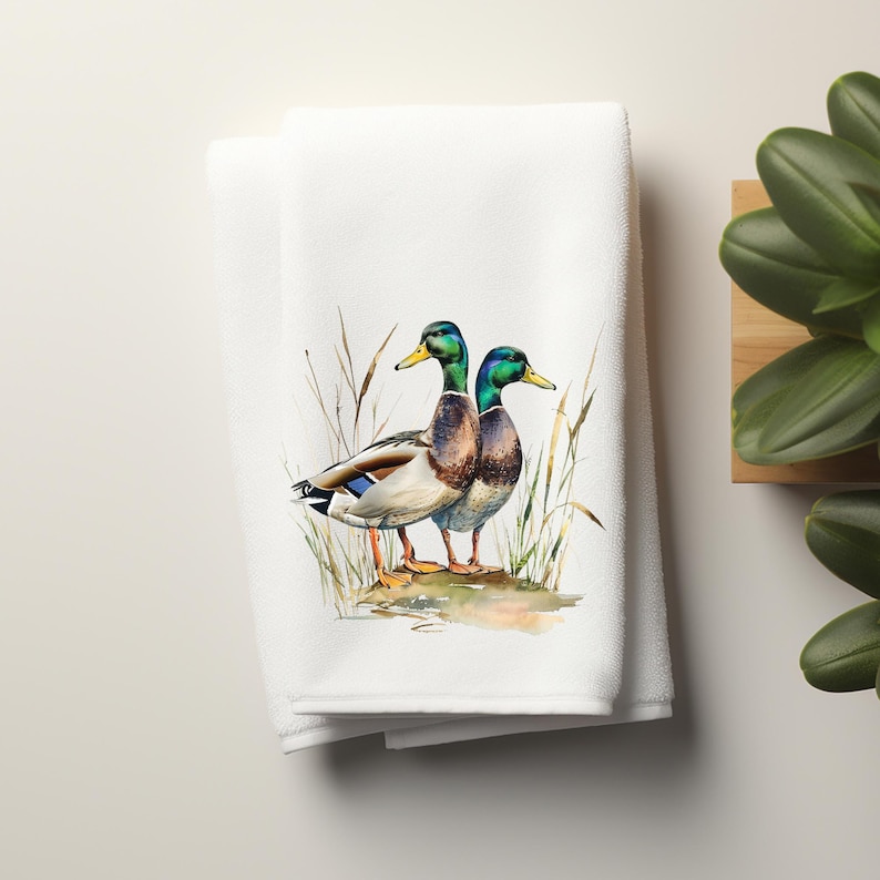 TwinklingWares Mallard Duck Velour Hand Towel - Thumbnail 4