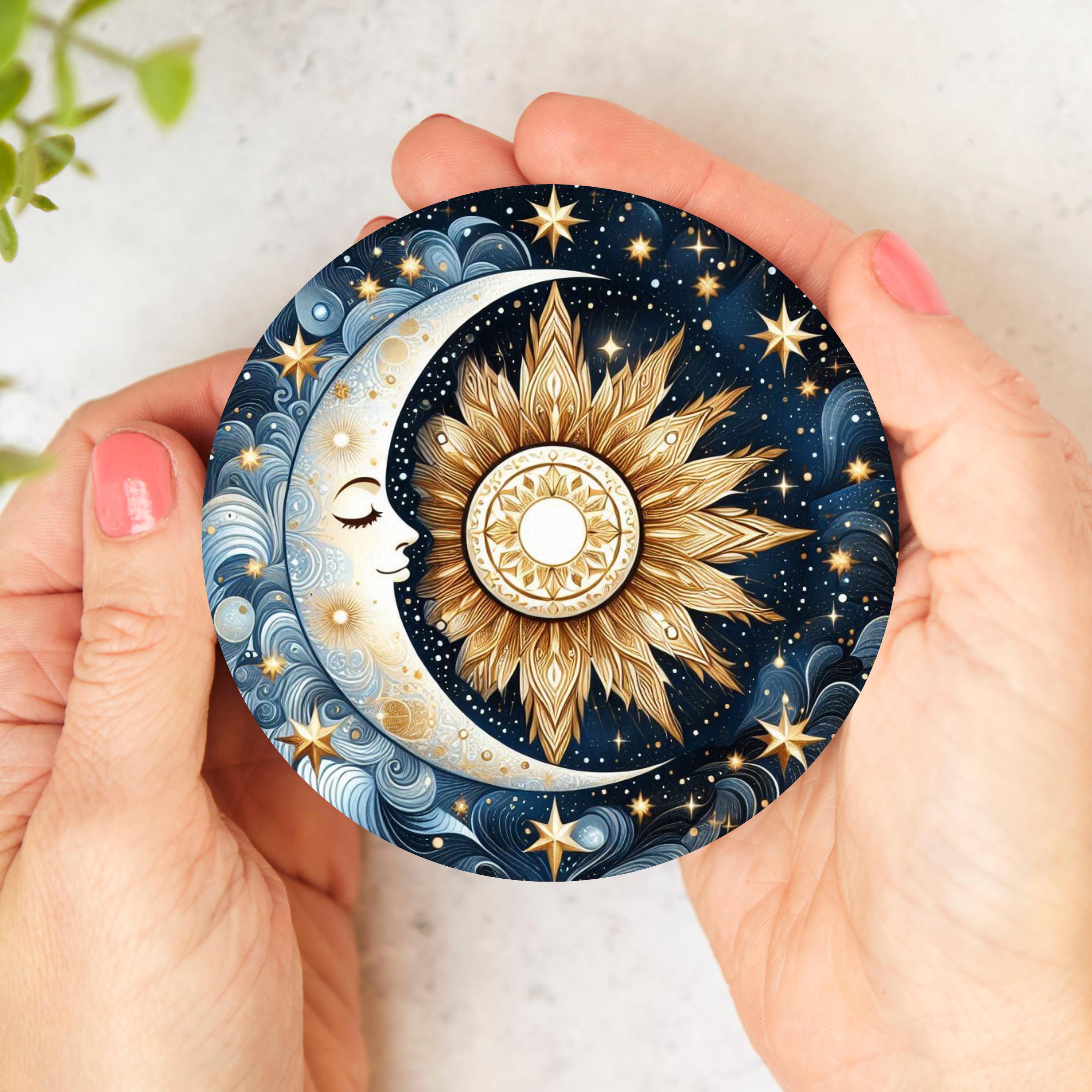 Moon Coaster Ceramic Sun Moon and Stars Coasters: Celestial Decor, MDF Wood or ...