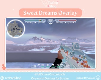 Superposition de beaux rêves Valorant | HUD personnalisable | Bleu pastel | Superposition de flux Kawaii pour Twitch OBS ou YouTube | Émoticônes valeureux