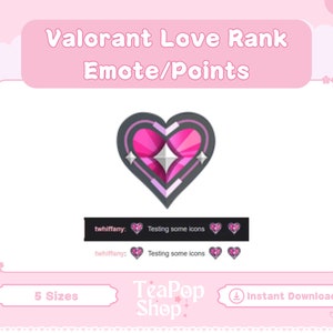 Valorant Love Heart Rank Badge | Instant Download | Cheer Bit Badges | Valorant Ranks | Valorant emotes | Valorant Stream | Channel Points