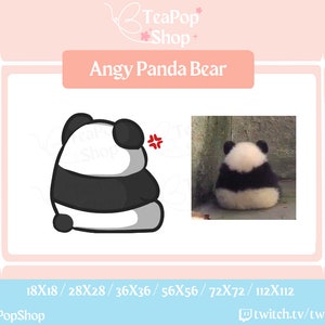 Angy / Angry Panda Bear Badges Bit/Sub/Cheer Badges and Emotes for Twitch and Discord Channel Points